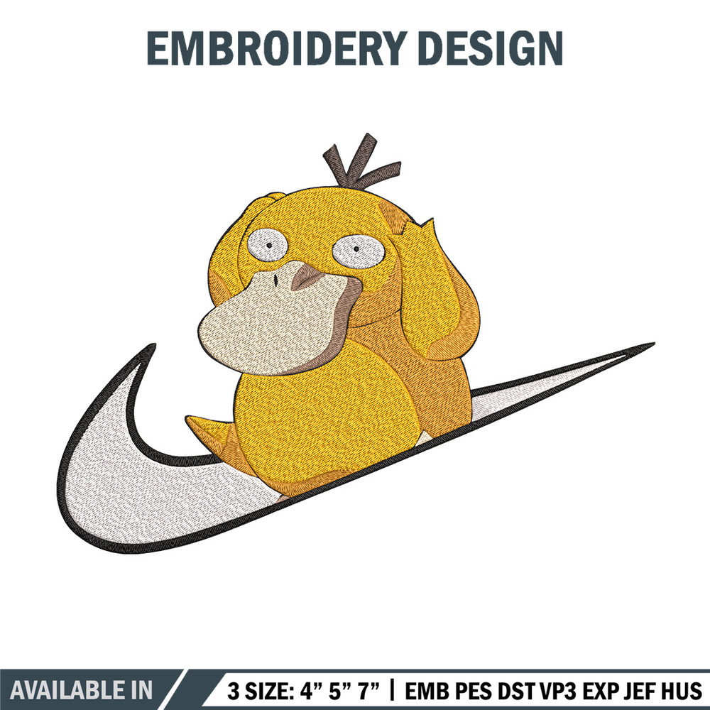 Koduck x nike Embroidery Design, Pokemon Embroidery, Embroidery File, Nike Embroidery, Anime shirt, Digital download.jpg