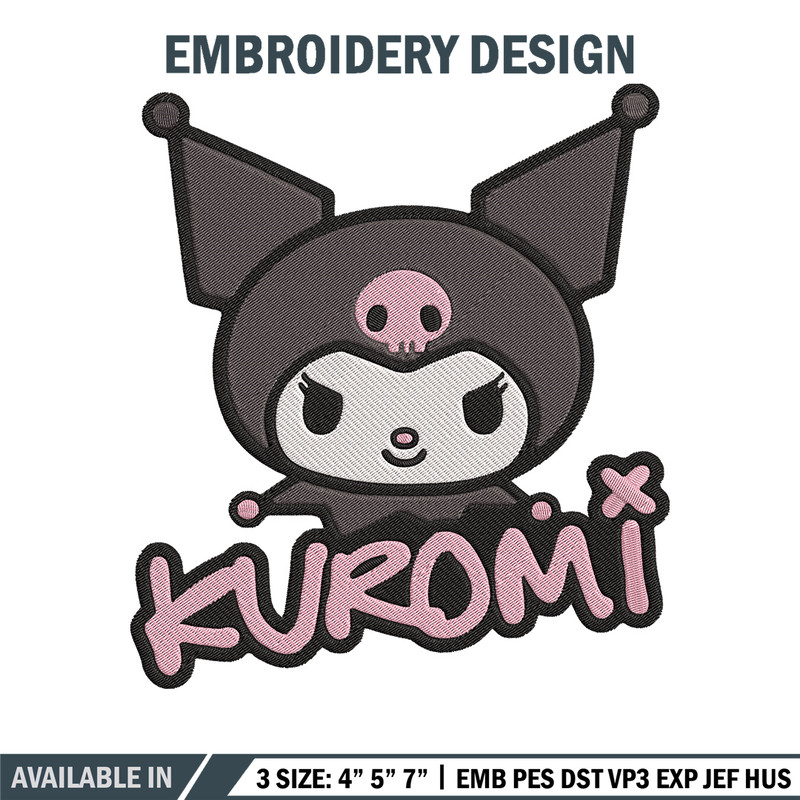 Kuromi logo Embroidery Design, Hello kitty Embroidery, Embroidery File, Anime Embroidery, Anime shirt, Digital download..jpg
