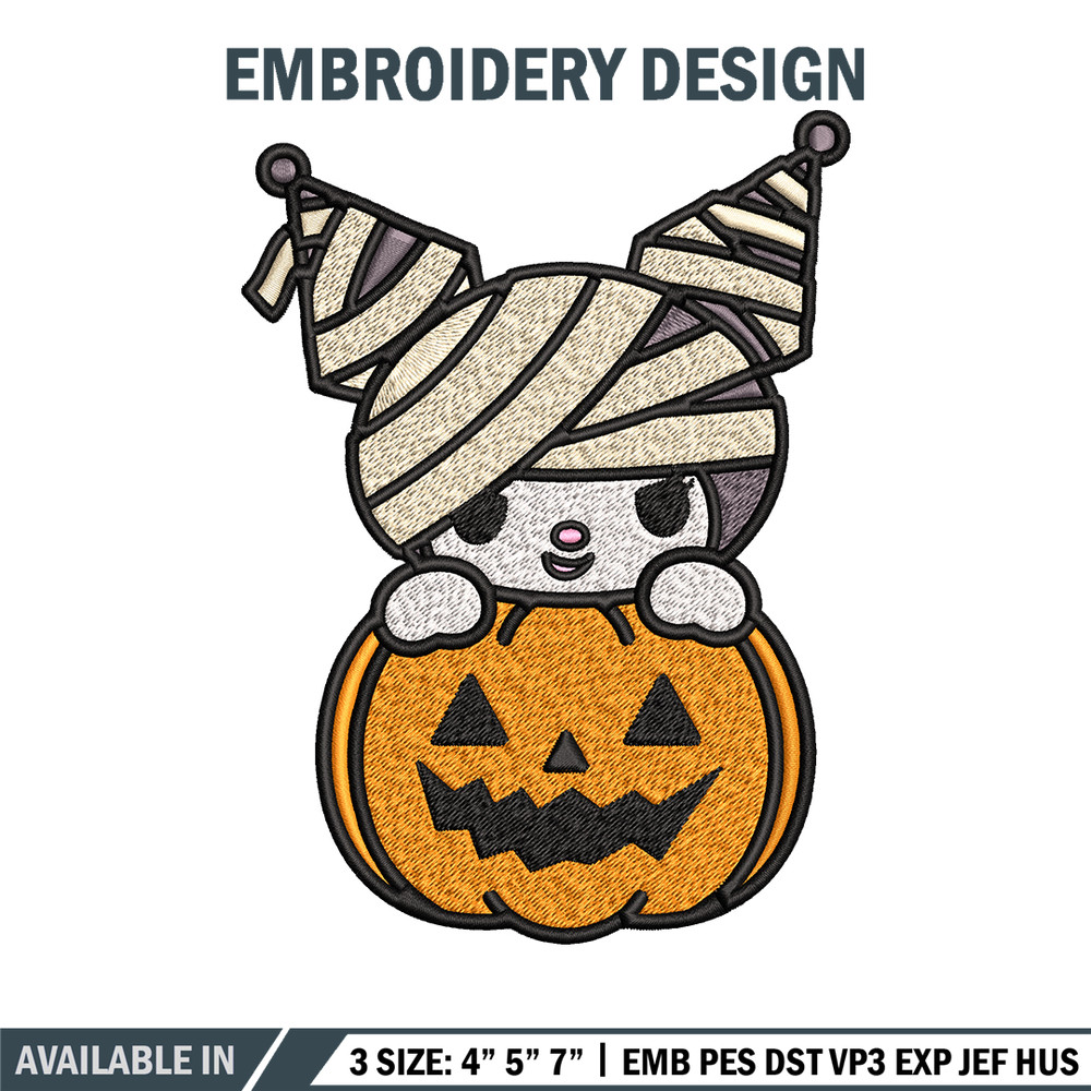 Kuromi Mummy Embroidery design, Halloween Embroidery, Embroidery File, cartoon design, logo shirt, Digital download..jpg