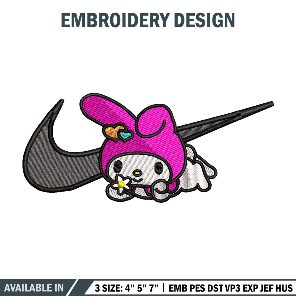 Kuromi Nike embroidery design, Hello kitty embroidery, Nike design, cartoon design, cartoon shirt, Digital download.jpg