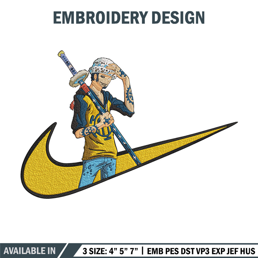 Law nike Embroidery Design, One piece Embroidery, Embroidery File, Nike Embroidery, Anime shirt, Digital download.jpg