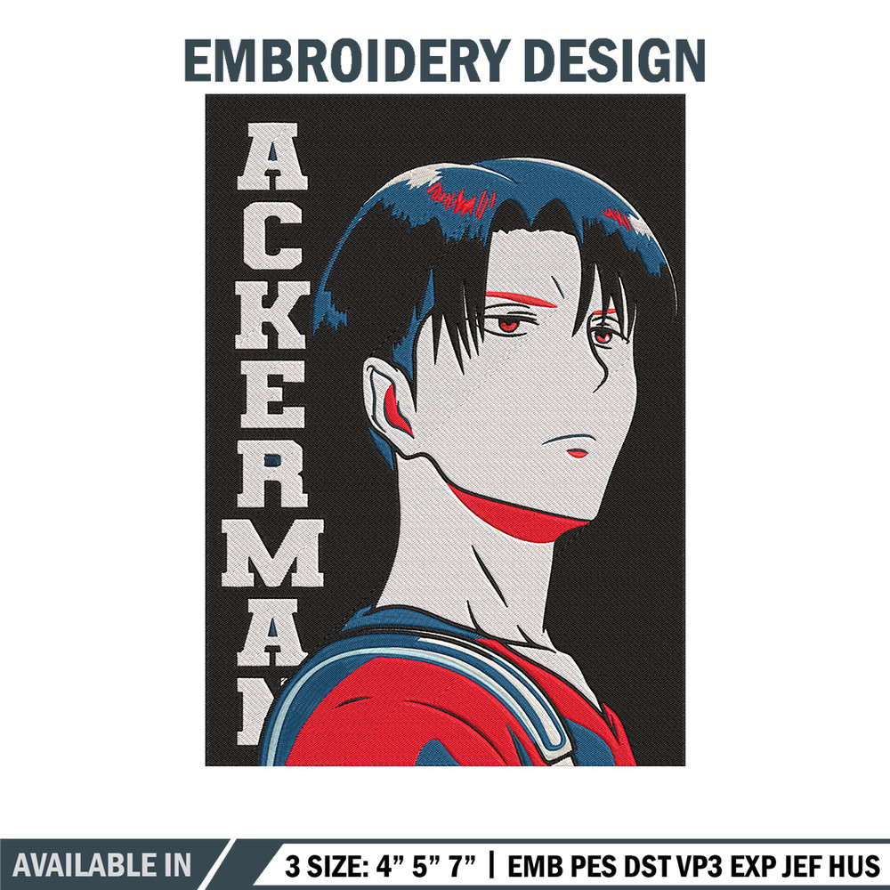 Levi Ackerman Embroidery Design, Aot Embroidery,Embroidery File, Anime Embroidery,Anime shirt,Digital download.jpg