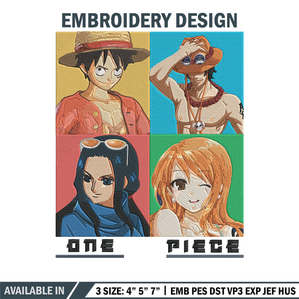 Luffy friends Embroidery Design, One piece Embroidery, Embroidery File, Anime Embroidery, Anime shirt, Digital download..jpg