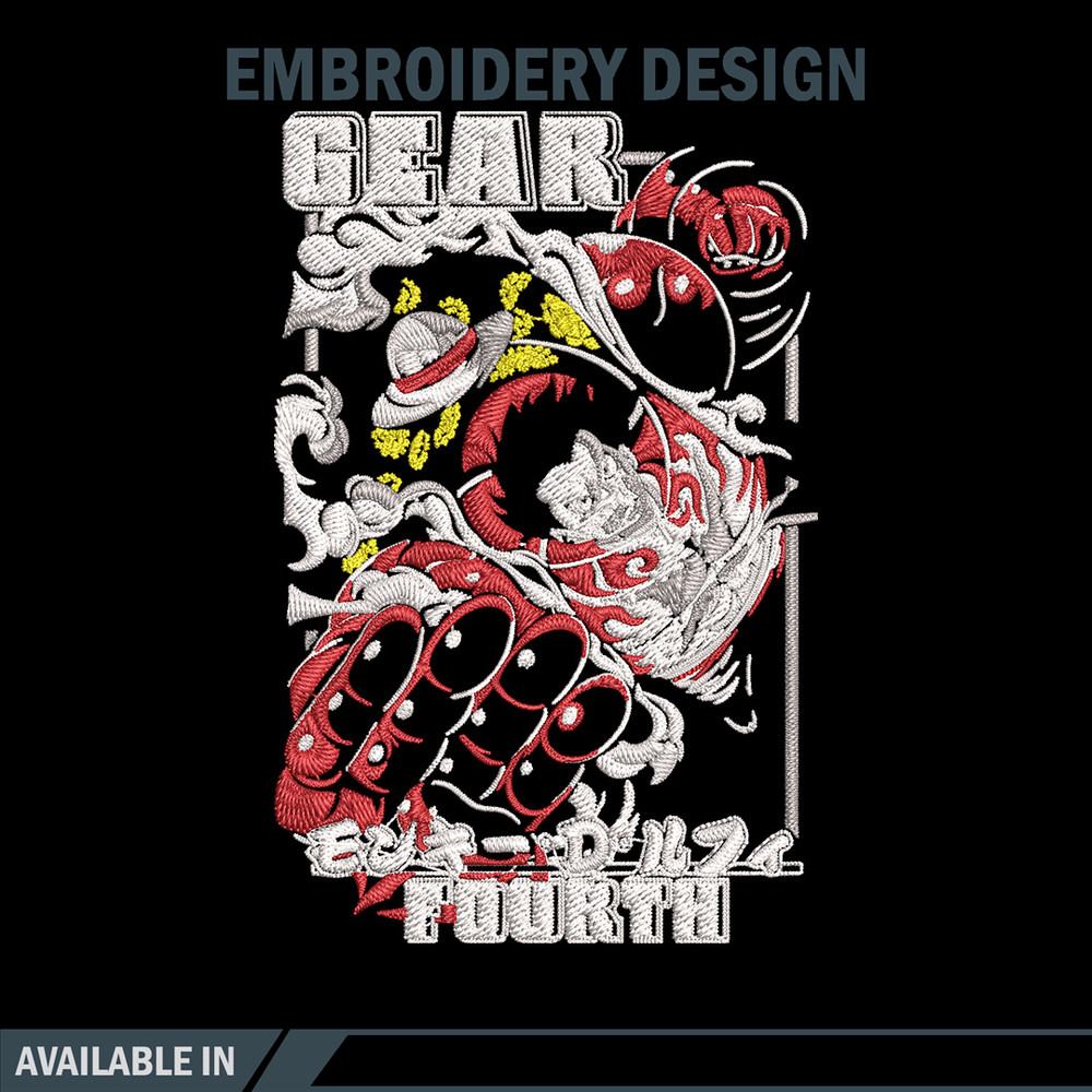 Luffy gear 4 Embroidery Design,One piece Embroidery, Embroidery File, Anime Embroidery, Anime shirt, Digital download..jpg
