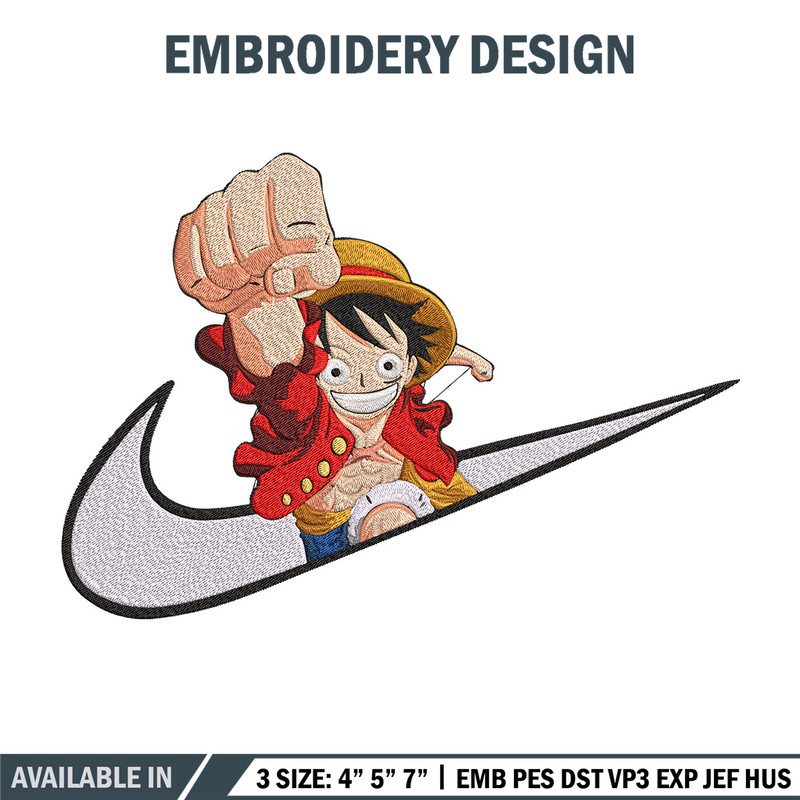 Luffy nike Embroidery Design, One piece Embroidery, Embroidery File, Nike Embroidery, Anime shirt, Digital download..jpg