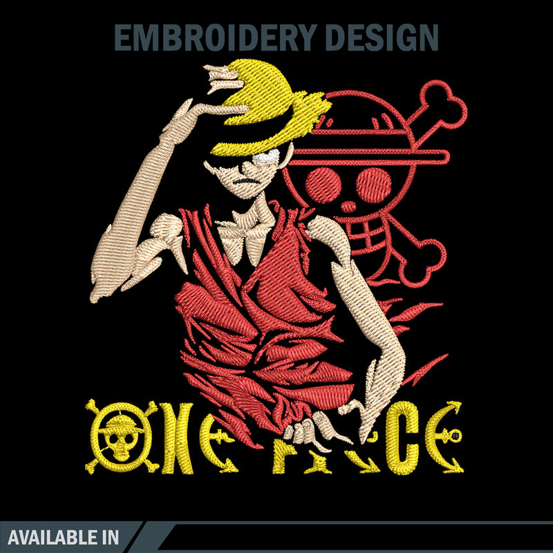 Luffy poster Embroidery Design, One piece Embroidery, Embroidery File, Anime Embroidery, Anime shirt,Digital download..jpg