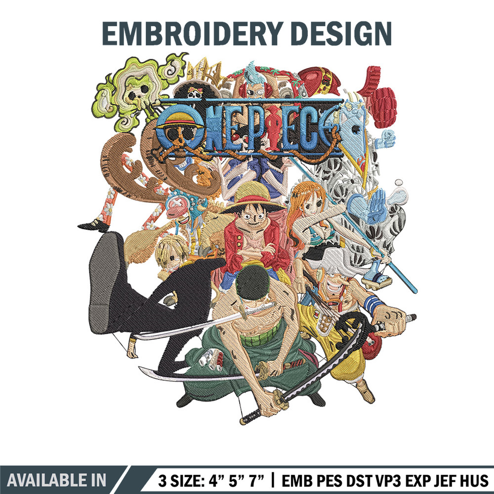 Luffy team Embroidery Design, One piece Embroidery, Embroidery File, Anime Embroidery, Anime shirt, Digital download.jpg