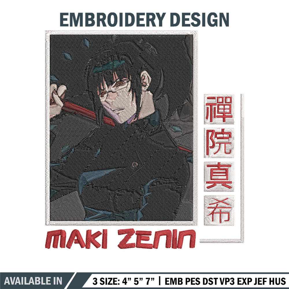 Maki poster Embroidery Design, Jujutsu Embroidery, Embroidery File, Anime Embroidery, Anime shirt,Digital download.jpg