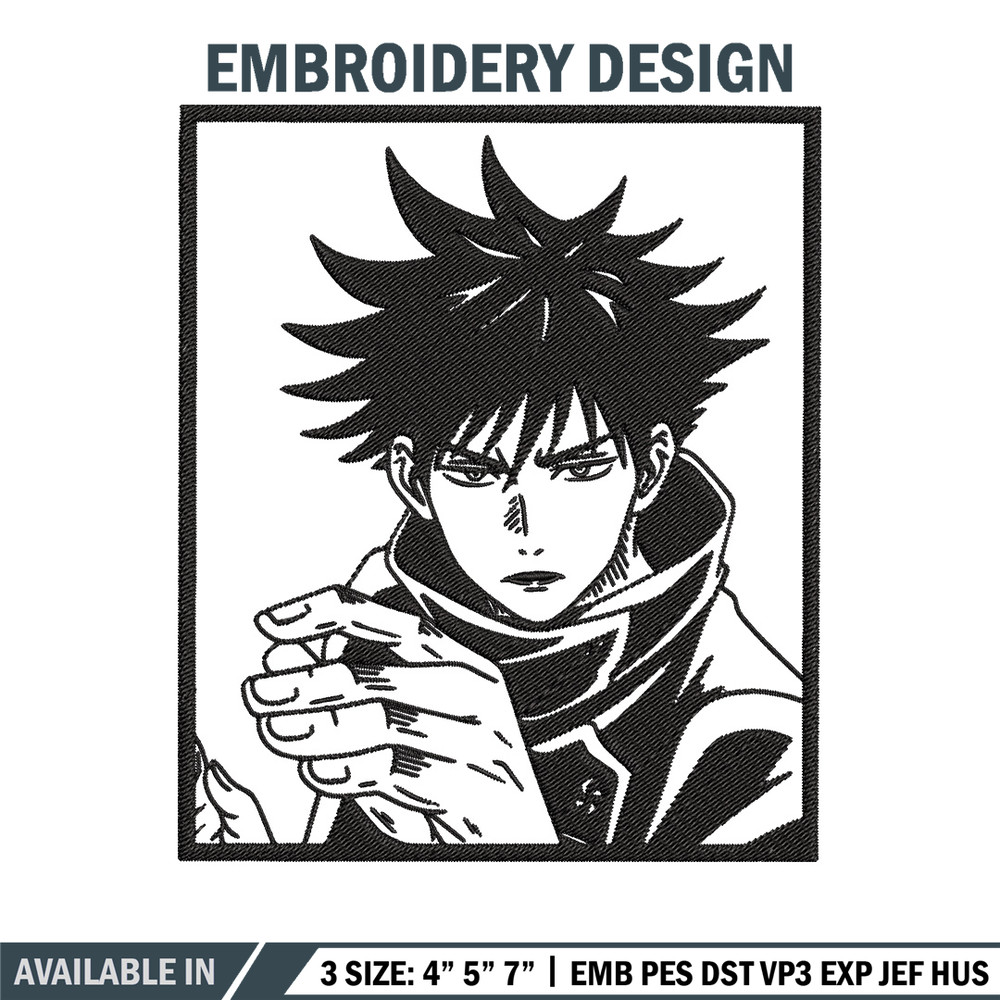Megumi rectangle Embroidery Design, Jujutsu Embroidery, Embroidery File, Anime Embroidery, Anime shirt,Digital download.jpg