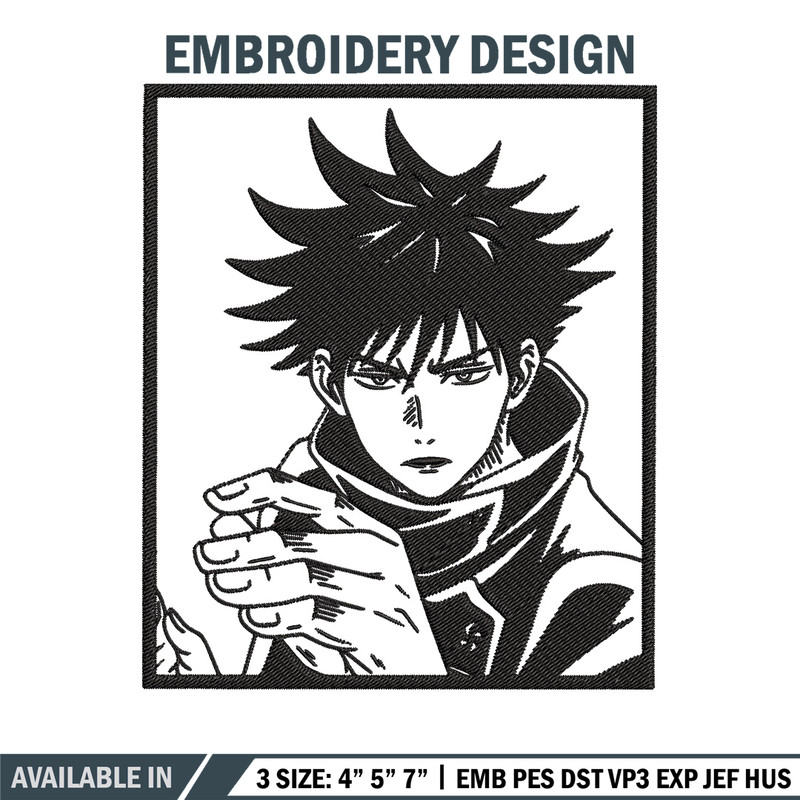 Megumi rectangle Embroidery Design, Jujutsu Embroidery, Embroidery File, Anime Embroidery, Anime shirt,Digital download.jpg