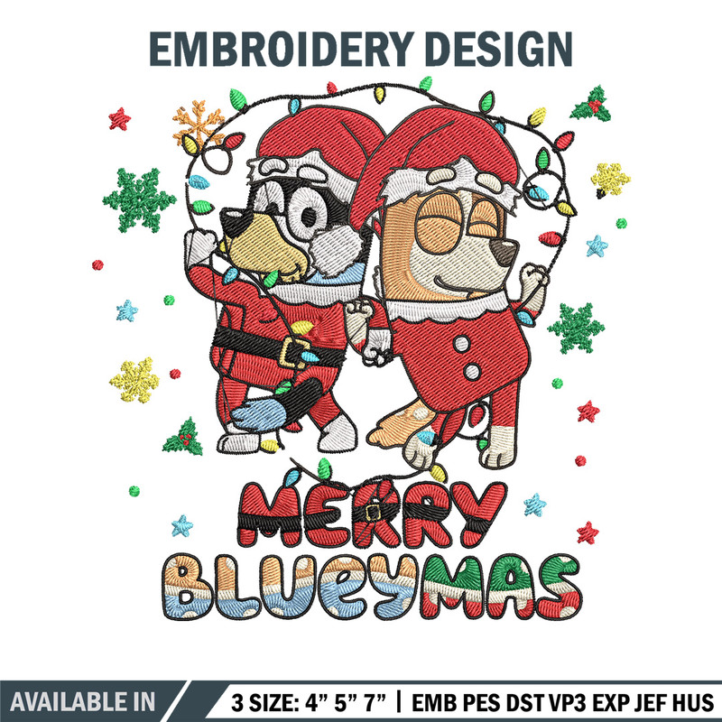 Merry blueymas Embroidery Design, Bluey Embroidery, Embroidery File, Chrismas Embroidery, Anime shirt, Digital download..jpg