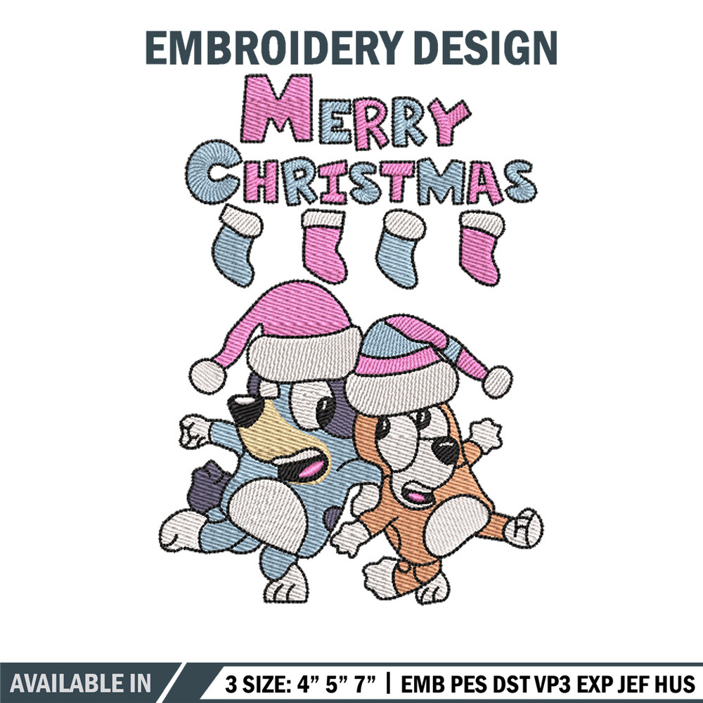 Merry chrismas embroidery design, Bluey embroidery, Chrismas design, Embroidery file, Embroidery shirt, Digital download.jpg