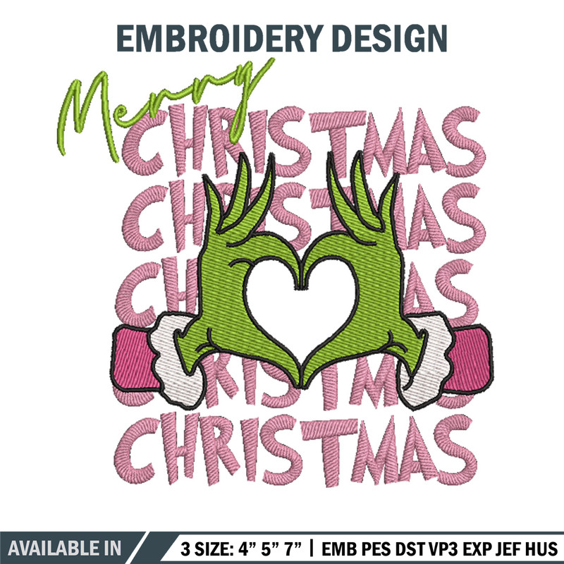 Merry chrismas embroidery design, Grinch embroidery, Chrismas design,Embroidery shirt, Embroidery file, Digital download.jpg