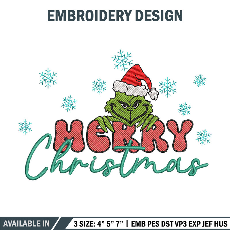 Merry chrismas embroidery design,Grinch embroidery, Chrismas design, Embroidery shirt, Embroidery file, Digital download.jpg