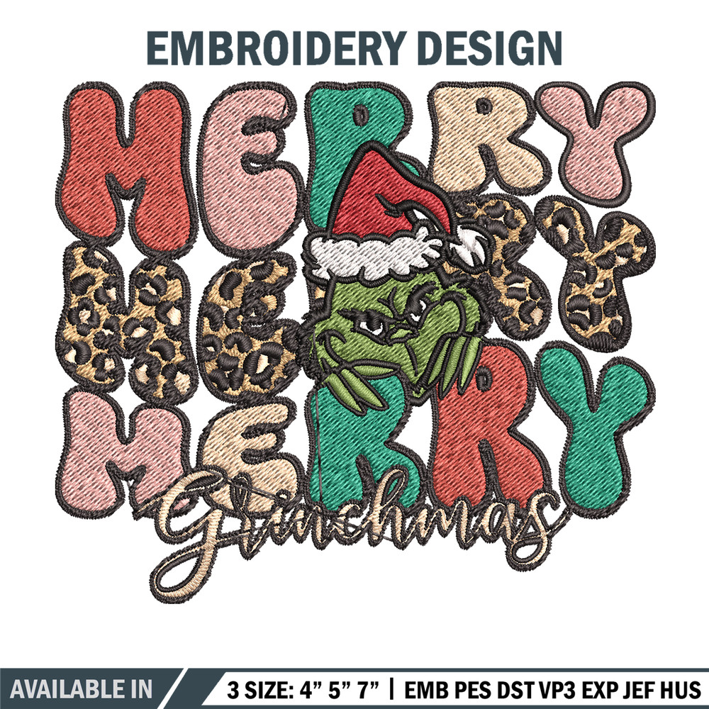 Merry Grinch Embroidery design, Grinch Christmas Embroidery, Grinch design, Embroidery File, Digital download..jpg