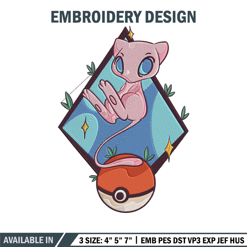 Mew poster Embroidery Design, Pokemon Embroidery, Embroidery File, Anime Embroidery, Anime shirt, Digital download.jpg