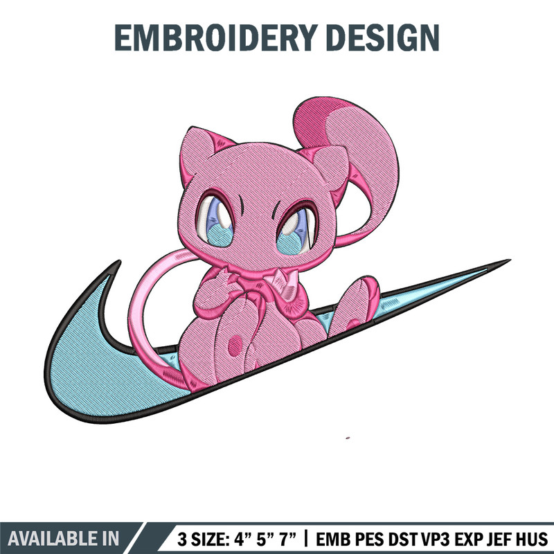 Mew x nike Embroidery Design, Pokemon Embroidery, Embroidery File, Nike Embroidery, Anime shirt, Digital download..jpg