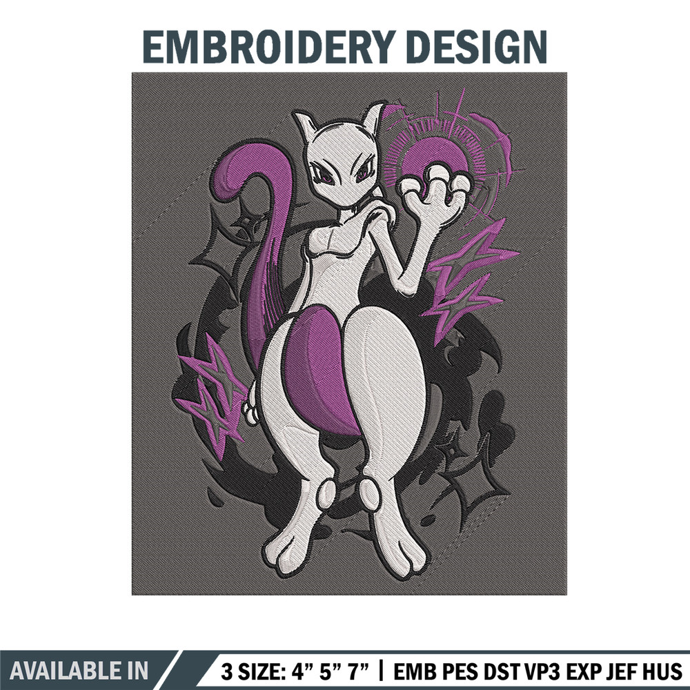 Mewtwo poster Embroidery Design, Pokemon Embroidery, Embroidery File, Anime Embroidery, Anime shirt, Digital download.jpg