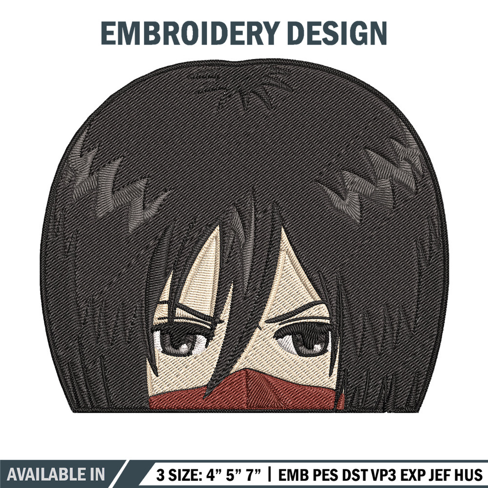 Mikasa Peeker Embroidery Design, Aot Embroidery, Embroidery File, Anime Embroidery, Anime shirt, Digital download.jpg