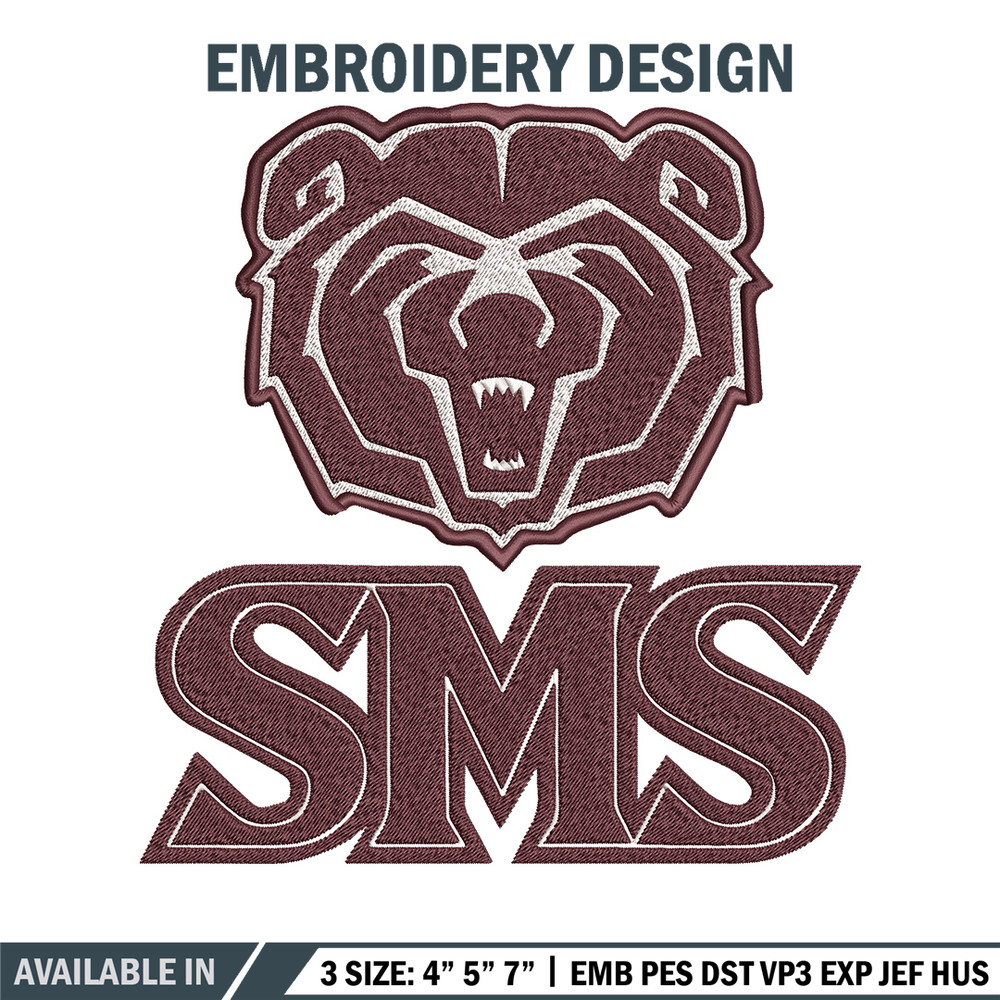 Missouri State logo embroidery design, College embroidery, Sport embroidery, logo sport embroidery, Embroidery design.jpg