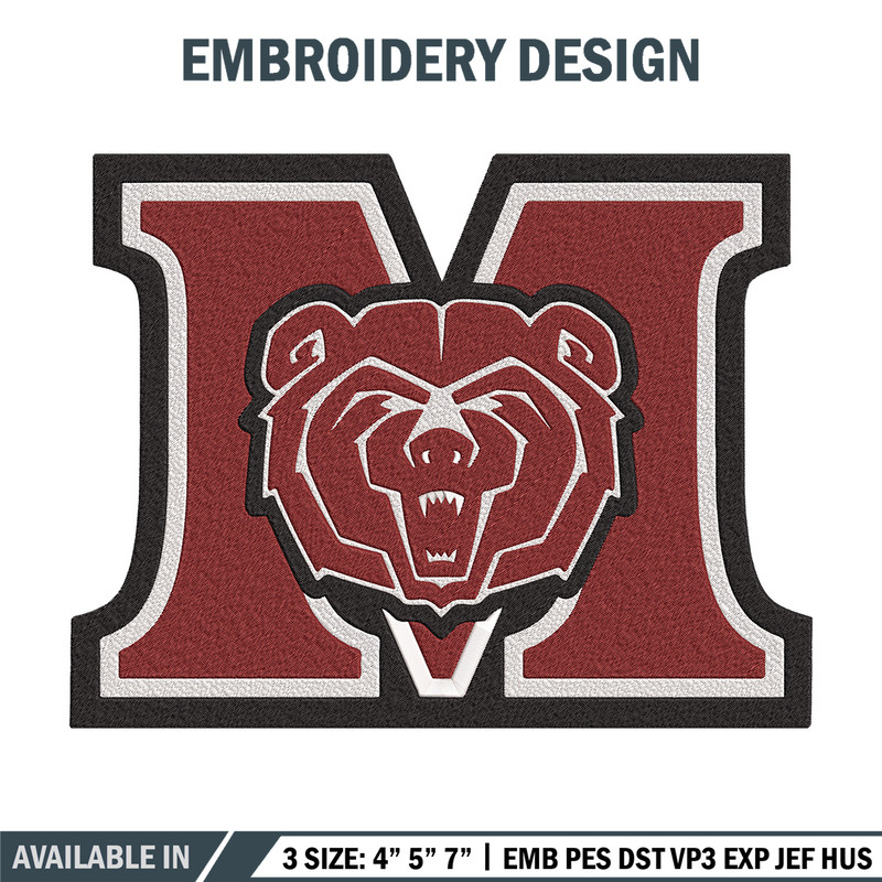 Missouri State logo embroidery design, MLB embroidery, Embroidery design, Logo sport embroidery, Sport embroidery.jpg