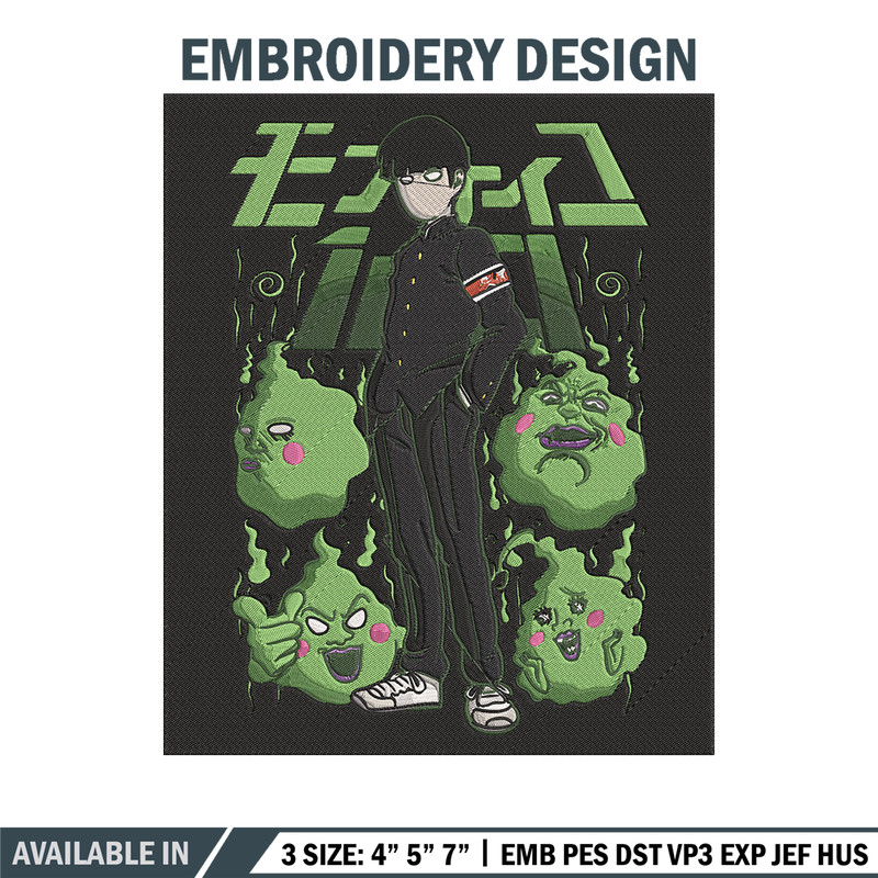 Mob100 poster Embroidery Design, Mob100 Embroidery, Embroidery File, Anime Embroidery, Anime shirt, Digital download.jpg