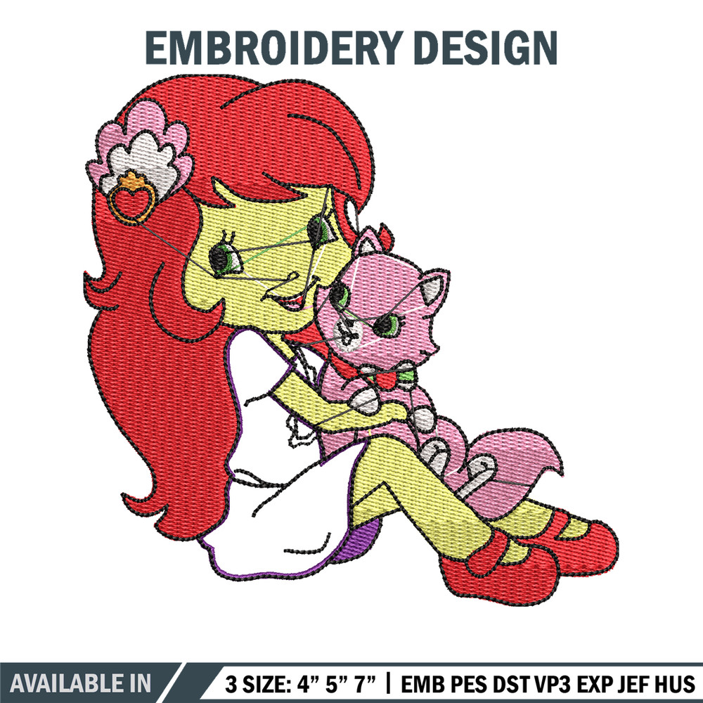 Morangunho gato aplique embroidery design, cartoon embroidery, Embroidery file, Nike design, Instant download.jpg