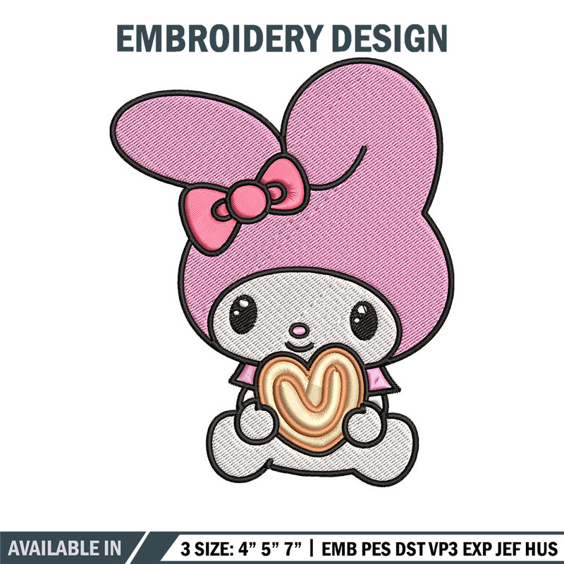 My Melody Embroidery Design, My Melody cartoon Embroidery, Embroidery File, Cartoon shirt, Digital download..jpg
