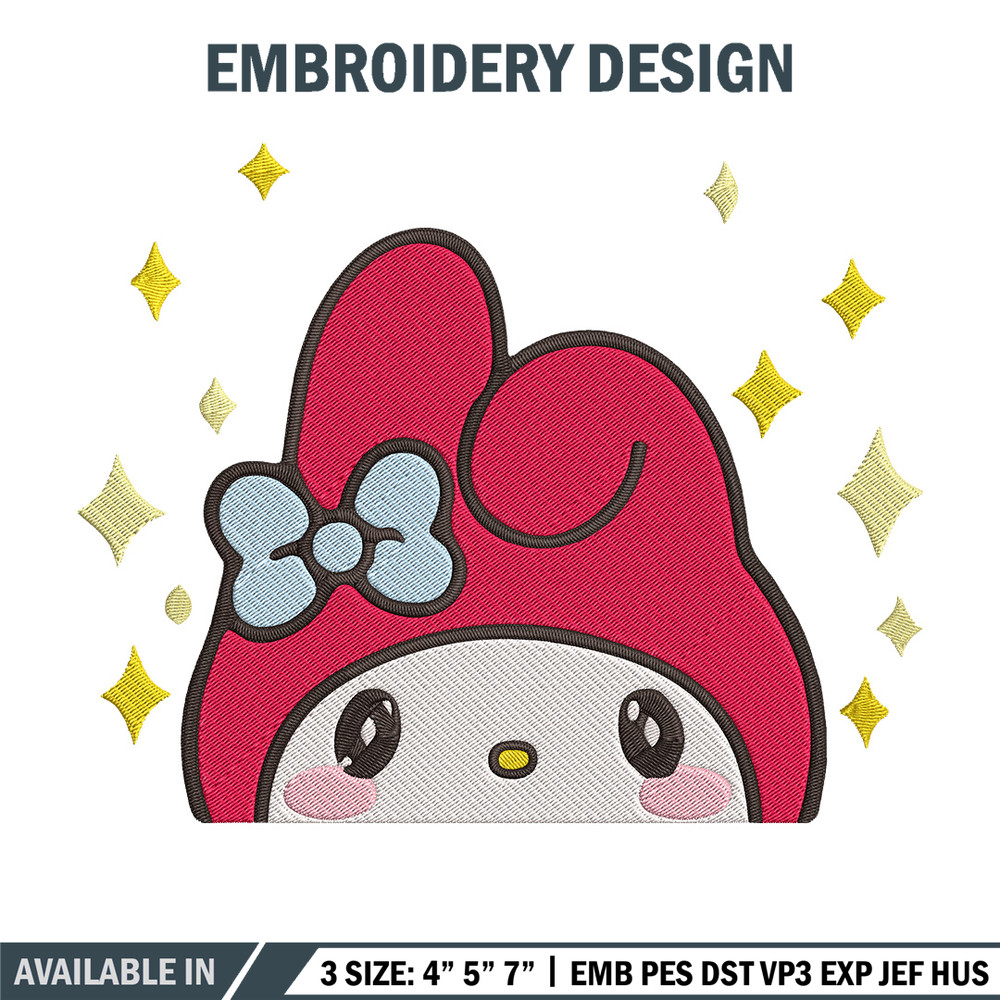 My Melody Peek Embroidery Design, Hello kitty Embroidery, Embroidery File, Anime Embroidery,Anime shirt,Digital download.jpg