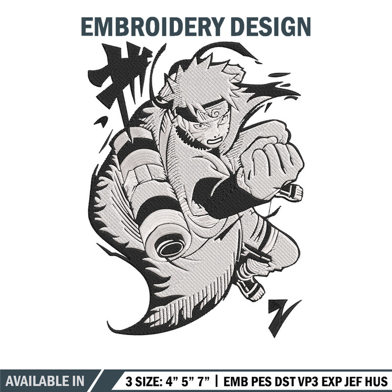 Naruto black white Embroidery Design, Naruto Embroidery, Embroidery File, Anime Embroidery, Anime shirt,Digital download.jpg