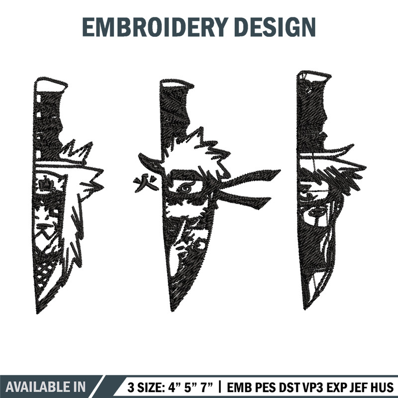 Naruto Character In Knife Embroidery design, Naruto Embroidery, anime design, Embroidery File, Instant download..jpg