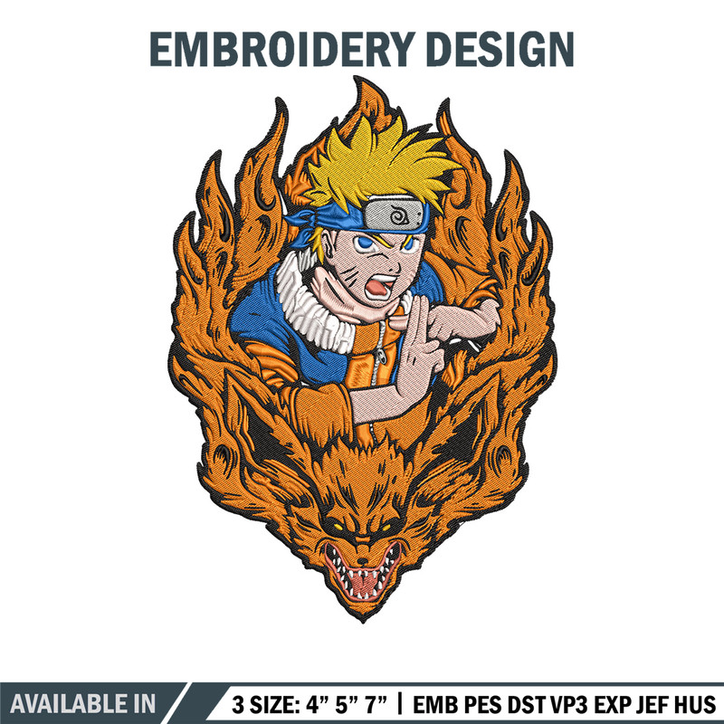 Naruto kurama Embroidery Design, Naruto Embroidery, Embroidery File, Anime Embroidery, Anime shirt, Digital download.jpg