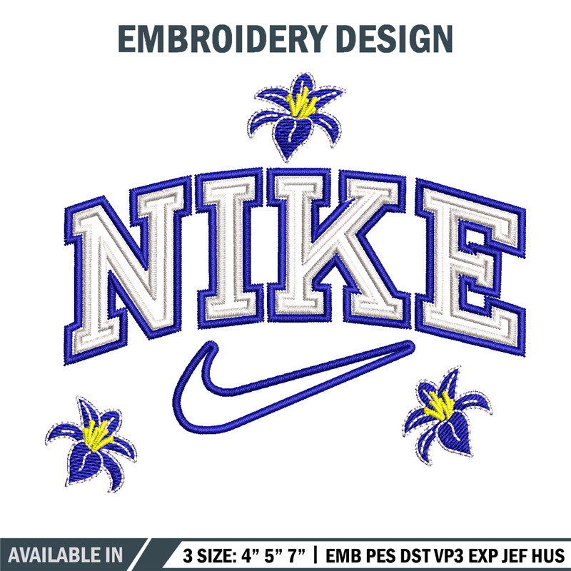 Nike flower embroidery design, Flower embroidery, Nike design, Embroidery shirt, Embroidery file, Digital download.jpg