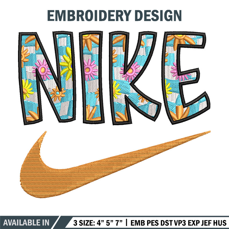 Nike flower embroidery design, Flower embroidery, Nike design, Embroidery shirt, Embroidery file,Digital download.jpg