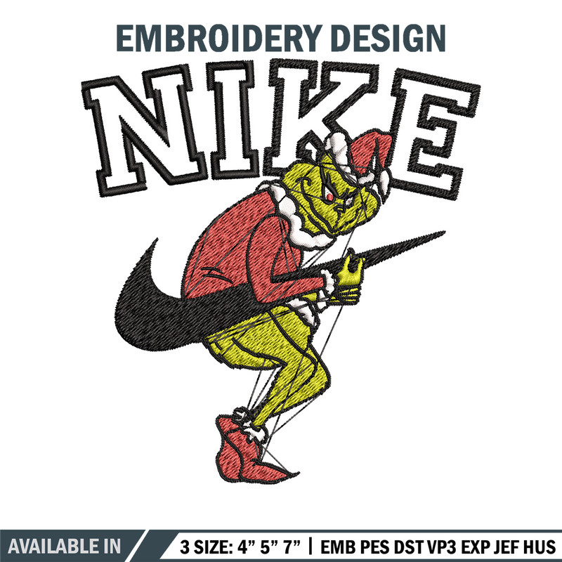Nike grinch Embroidery Design, Chrismas Embroidery, Nike Embroidery, Embroidery File, Logo shirt, Digital download.jpg