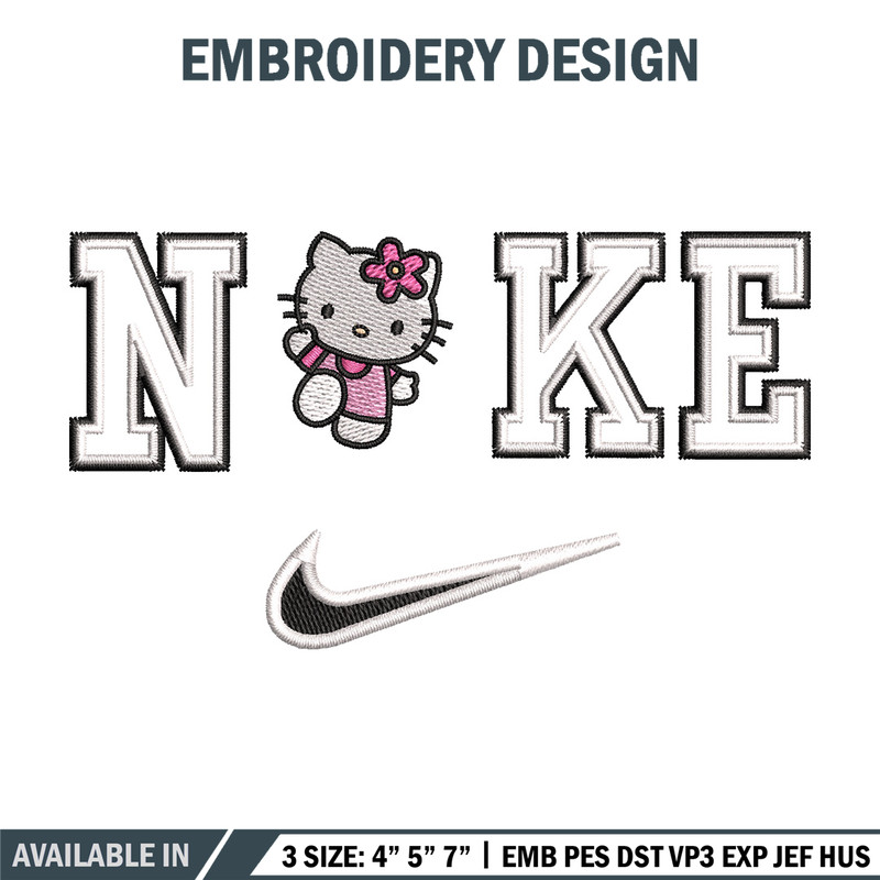 Nike kitty embroidery design, Hello kitty embroidery, Emb design, Embroidery shirt, Embroidery file, Digital download.jpg