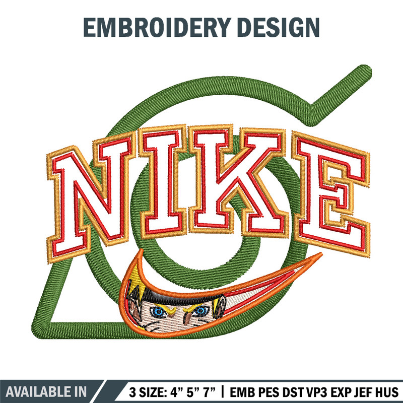 Nike konoha logo embroidery design, Naruto embroidery, Nike design,Embroidery shirt, Embroidery file, Digital download.jpg