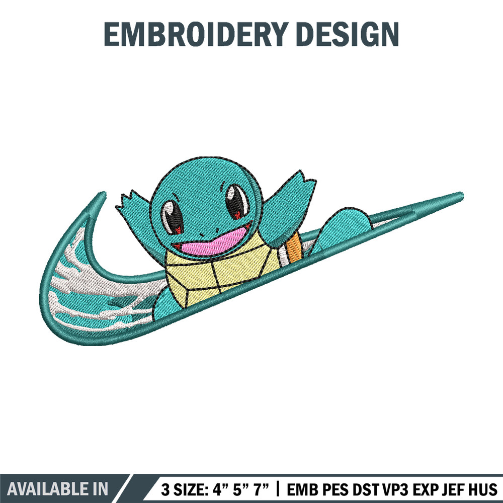 Nike Squirtle embroidery design, Pokemon embroidery, Nike design, anime design, anime shirt, Digital download.jpg