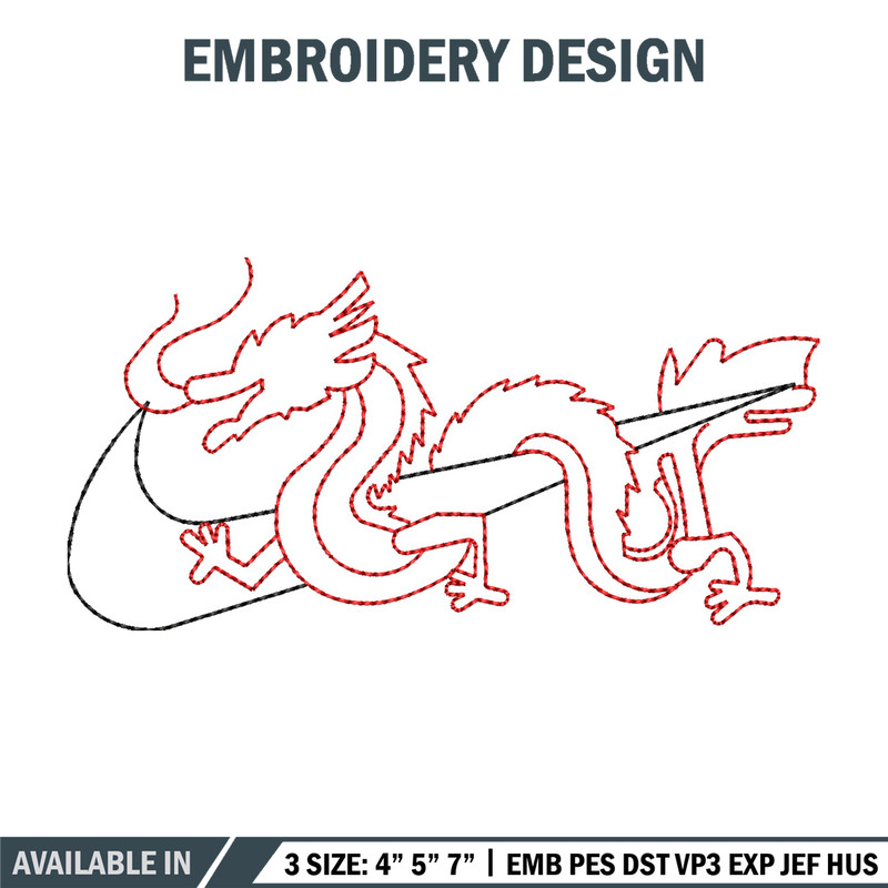 Nike x dragon asian embroidery design, Dragon embroidery, Nike design,Embroidery shirt,Embroidery file, Digital download.jpg