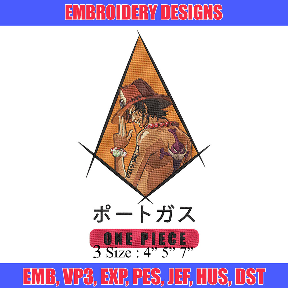 Ace poster Embroidery Design, One piece Embroidery, Embroidery File, Anime Embroidery, Anime shirt, Digital download..jpg