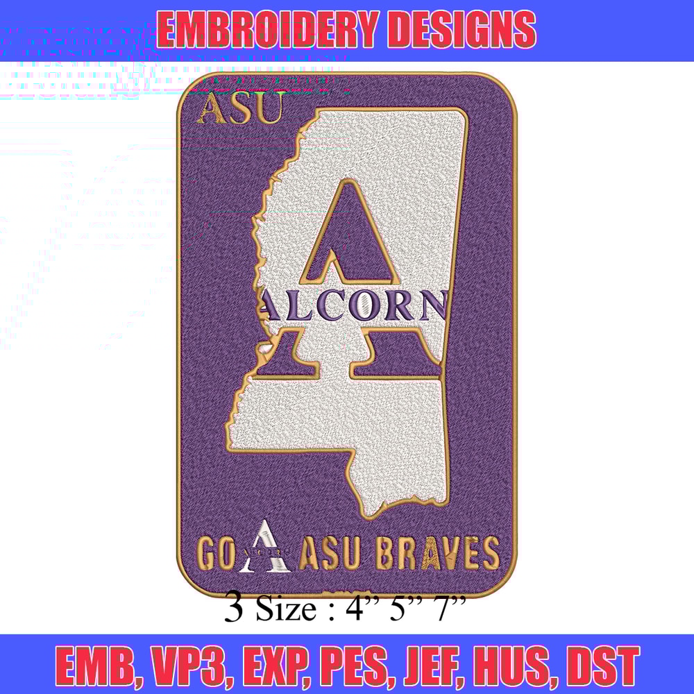 Alcorn State logo embroidery design, Logo embroidery, Sport embroidery, logo sport embroidery, Embroidery design.jpg