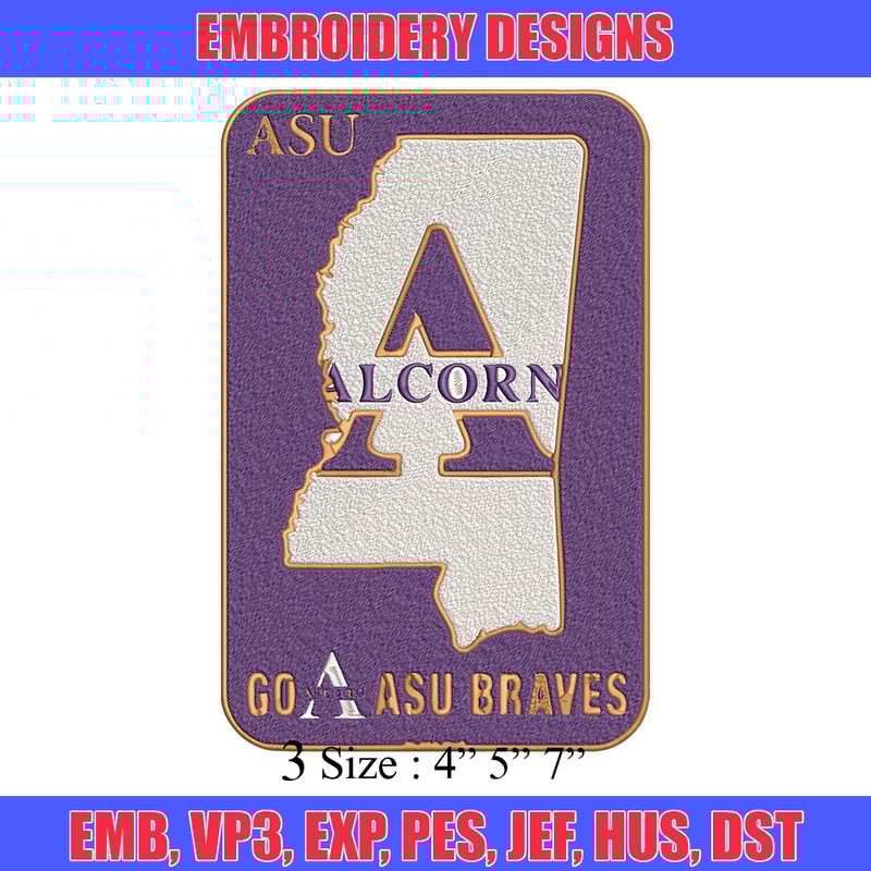 Alcorn State logo embroidery design, Logo embroidery, Sport embroidery, logo sport embroidery, Embroidery design.jpg