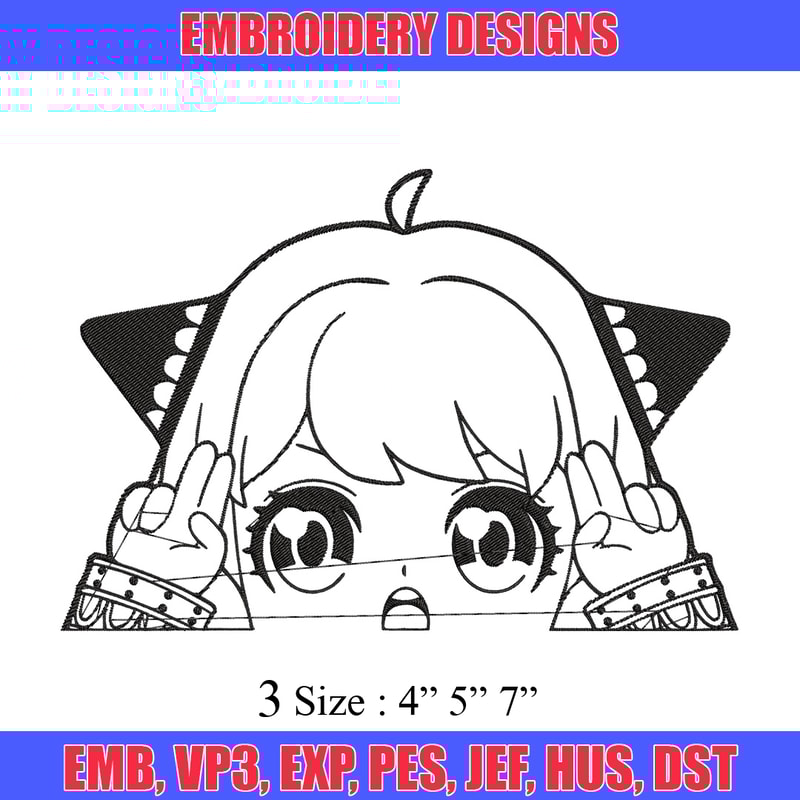 Anya cute Embroidery Design, Spy x family Embroidery, Embroidery File, Anime Embroidery, Anime shirt, Digital download.jpg