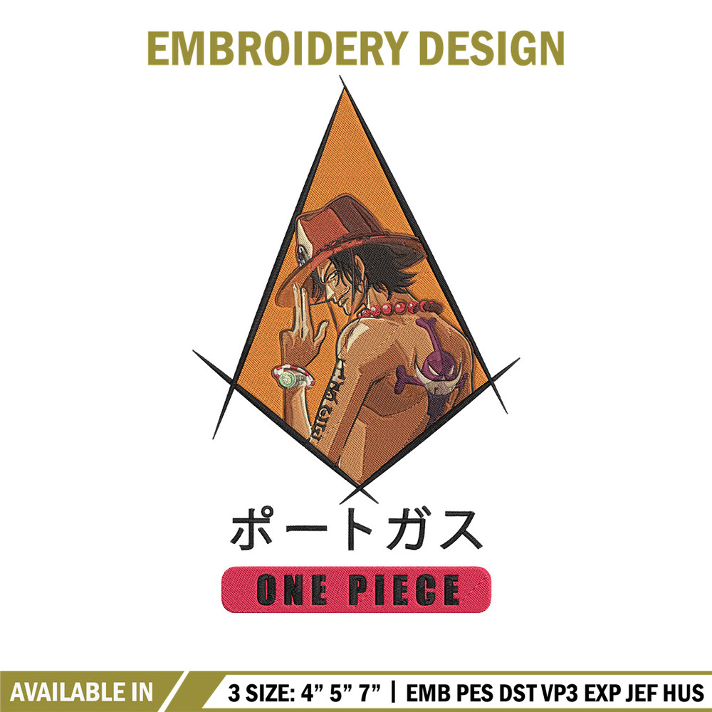 Ace poster Embroidery Design, One piece Embroidery, Embroidery File, Anime Embroidery, Anime shirt, Digital download..jpg