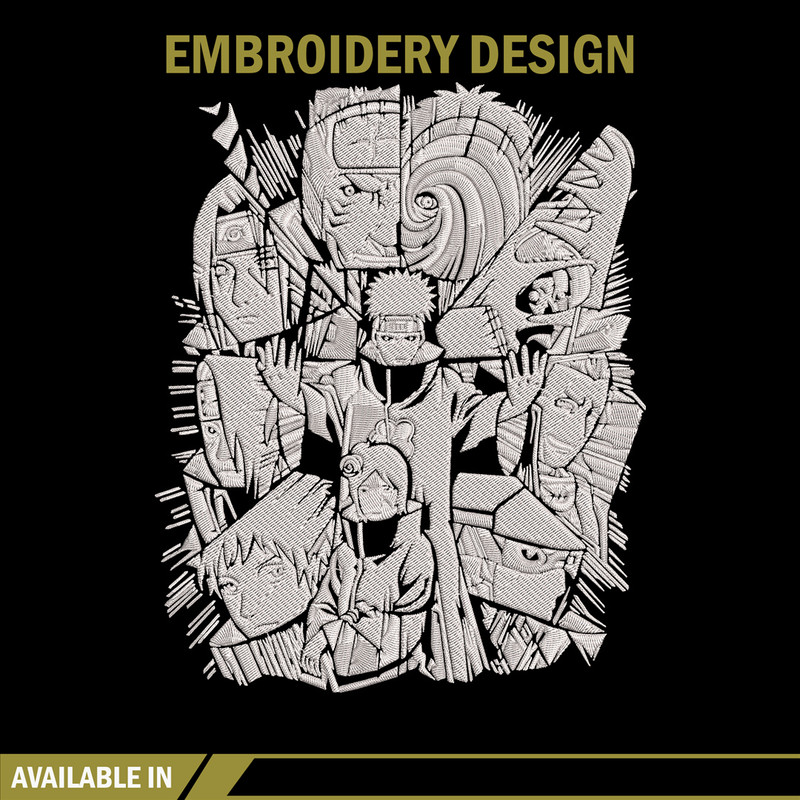 Akatsuki poster Embroidery Design, Naruto Embroidery, Embroidery File, Anime Embroidery, Anime shirt, Digital download.jpg