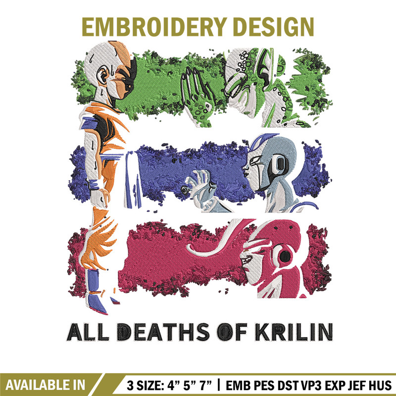 All deaths of krilin Embroidery Design, Dragonball Embroidery, Embroidery File, Anime Embroidery, Digital download.jpg