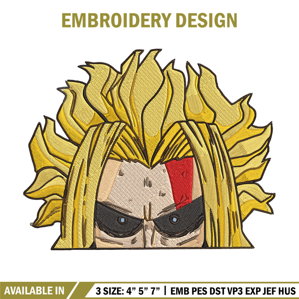 All Might Peeker Embroidery Design, Mha Embroidery, Embroidery File, Anime Embroidery, Anime shirt, Digital download.jpg