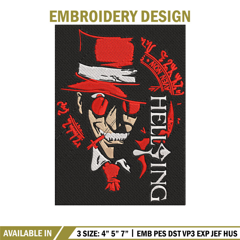 Alucard Poster Embroidery Design, Hellsing Embroidery, Embroidery File, Anime Embroidery, Anime shirt, Digital download.jpg