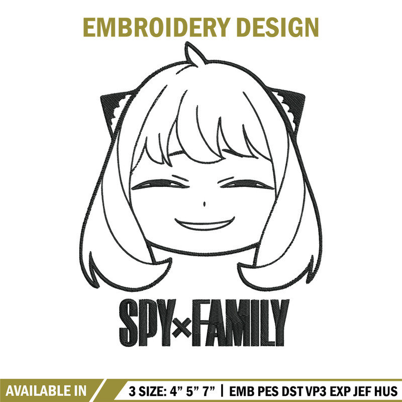 Anya smile Embroidery Design, Spy x family Embroidery, Embroidery File, Anime Embroidery, Anime shirt,Digital download.jpg