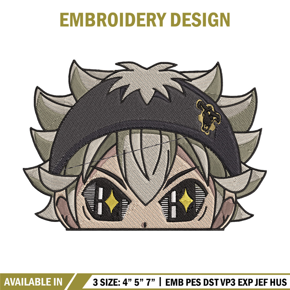 Asta Peeker Embroidery Design, Black clover Embroidery, Embroidery File, Anime Embroidery, Anime shirt,Digital download..jpg